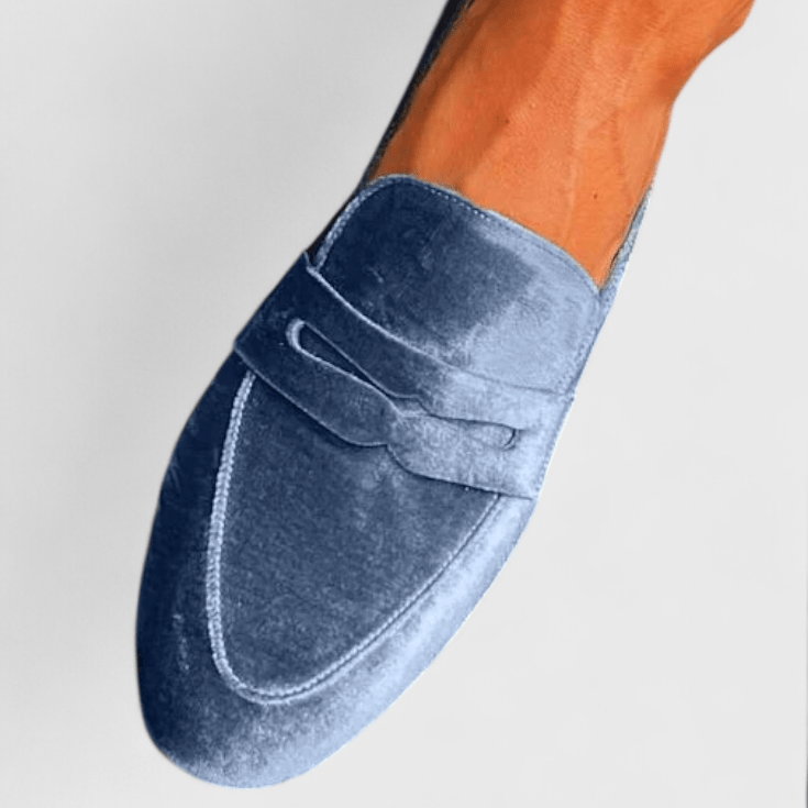 オリビア | ブルーのベルベットモカシン