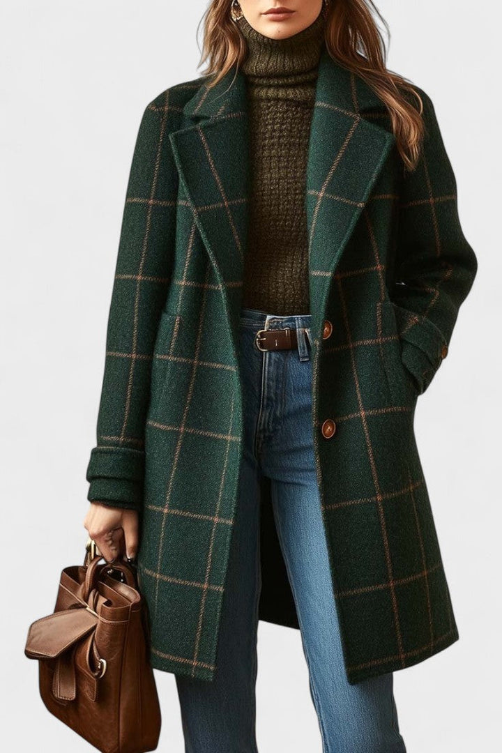 Yrsa™ | Elegante cappotto in tweed a motivo tartan