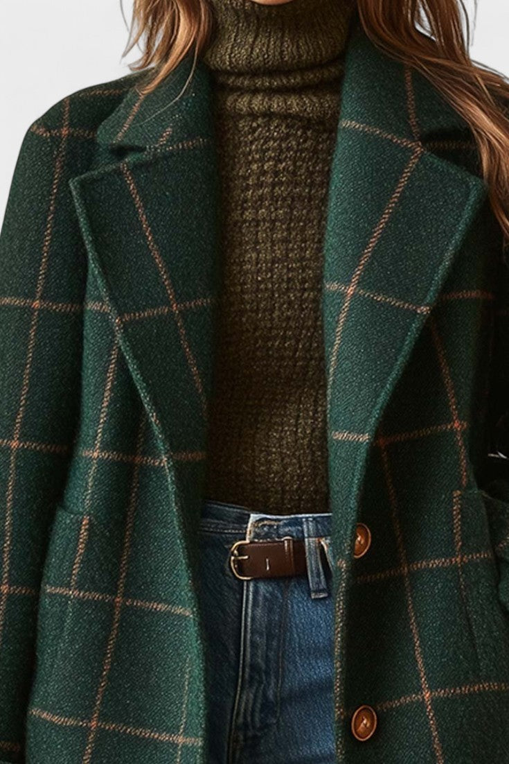 Yrsa™ | Elegante cappotto in tweed a motivo tartan