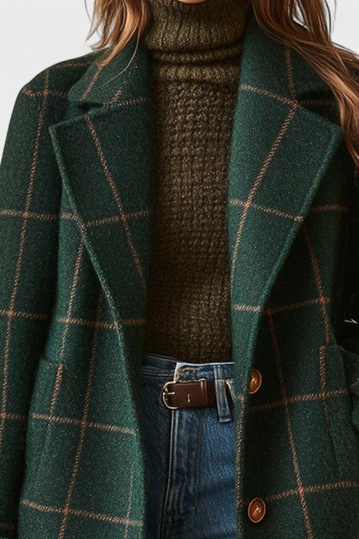 Yrsa™ | Elegante cappotto in tweed a motivo tartan