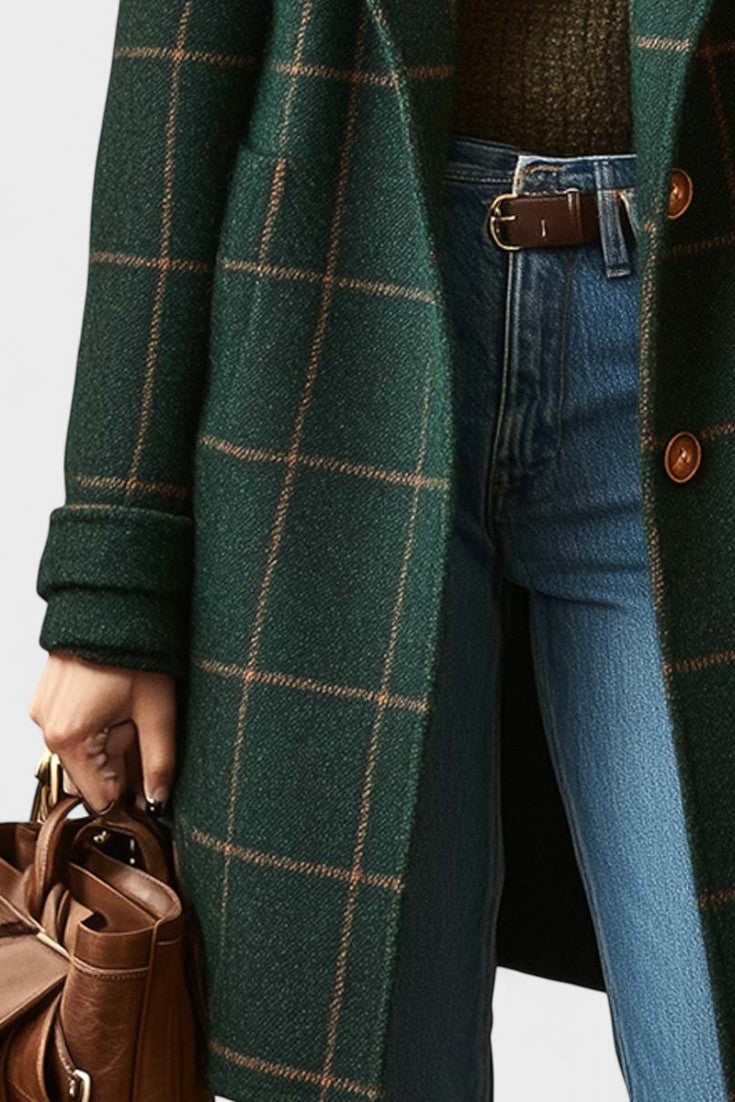 Yrsa™ | Elegante cappotto in tweed a motivo tartan
