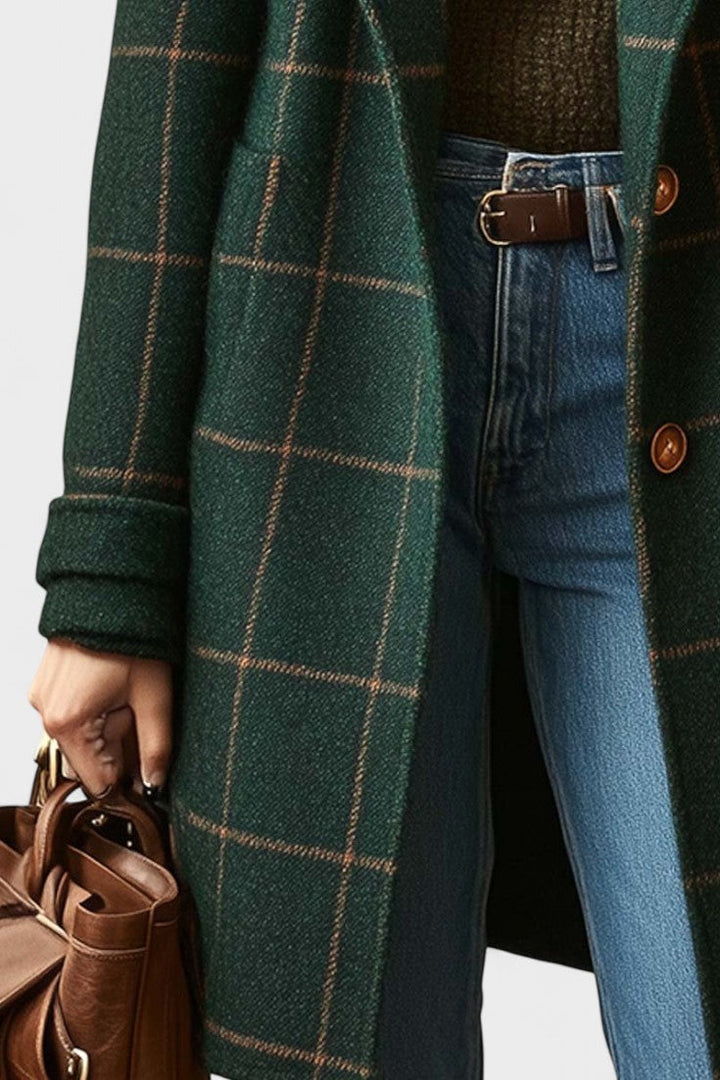 Yrsa™ | Elegante cappotto in tweed a motivo tartan