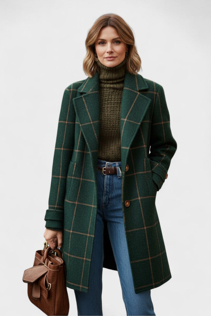Yrsa™ | Elegante cappotto in tweed a motivo tartan